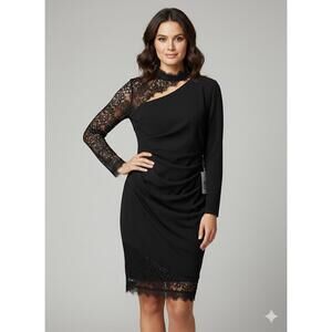 Black Long Sleeve Lace Detail Dress